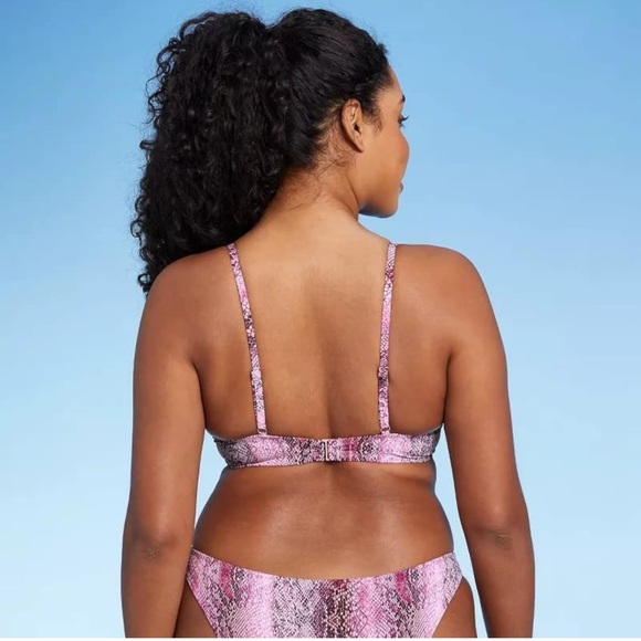Shade Shore Underwire Pink Snake Swimsuit Bikini Top Womens M L 36D 36 D - Picture 6 of 17